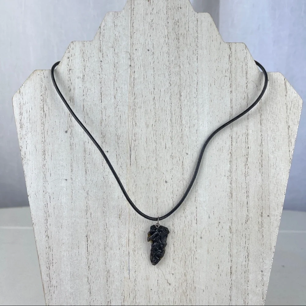 🚫SOLD🚫 NWOT Tektite Pendant Necklace Natural Ancient Stone Sterling Silver - Picture 2 of 16